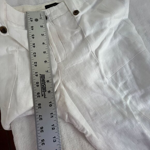J. Crew Womens White Linen Straight Leg Casual Pants Size 8 Mid-Rise Lined - Picture 6 of 10